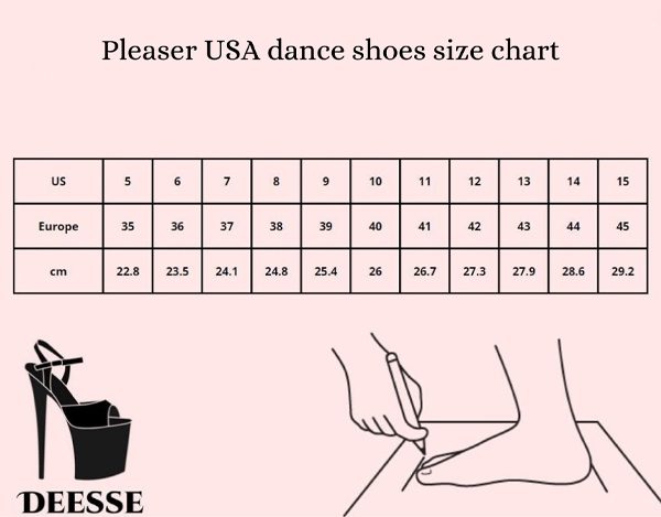 Pole dance shoes size chart