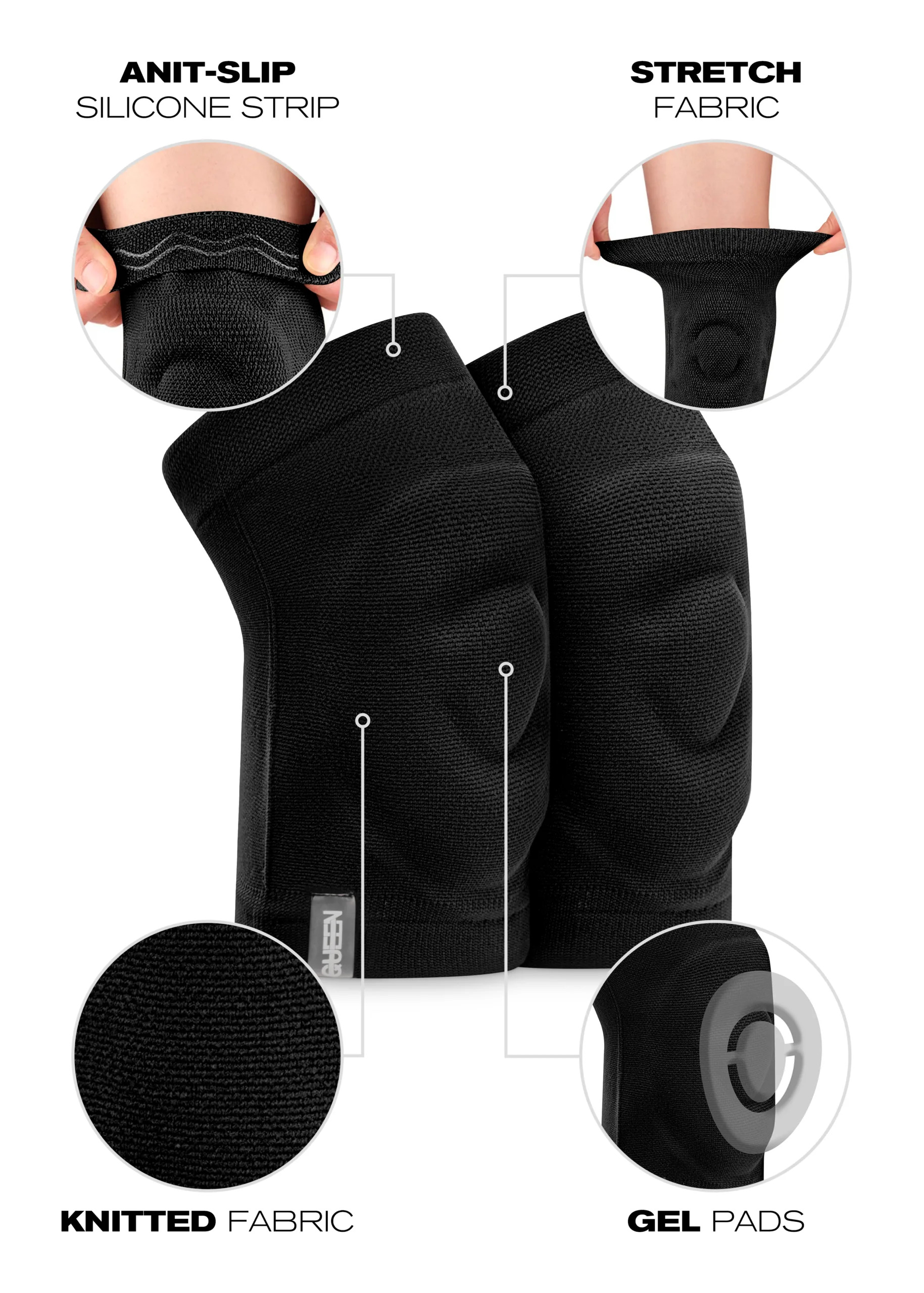 Geeliga põlvekaitsmed – Must - Image 3